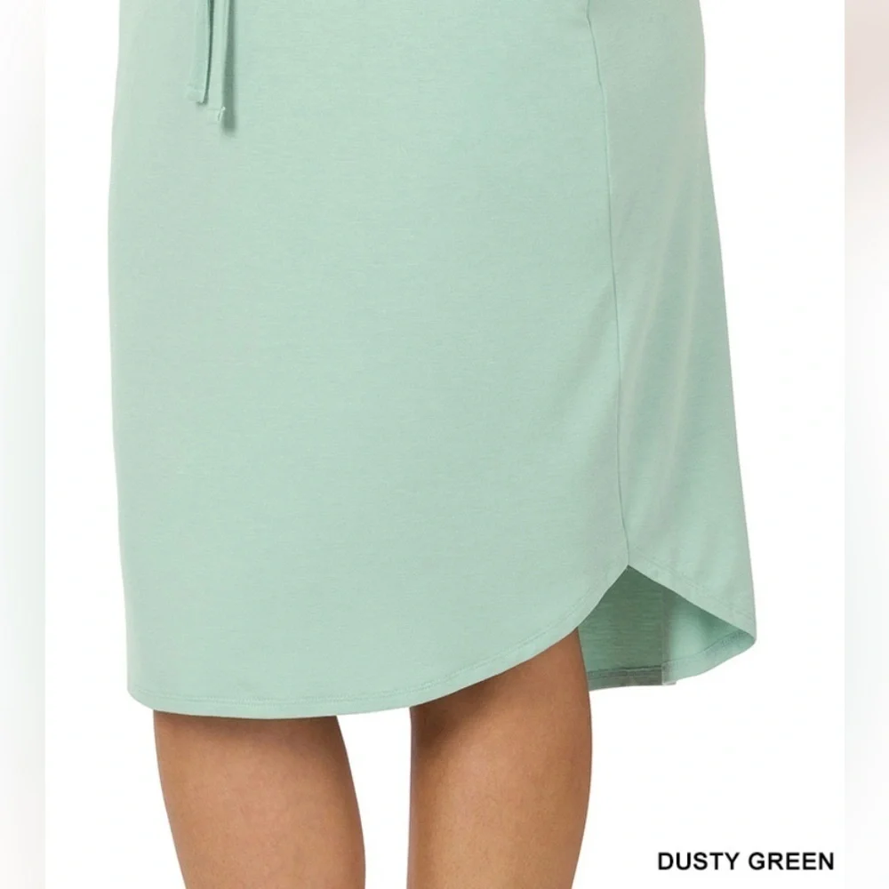New!PLUS SIZE ELASTIC WAIST SELF TIE TULIP HEM SKIRT SIDE POCKETS Size 1…